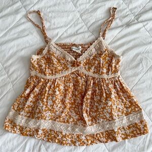 Floral Lace Trim Cami Top
